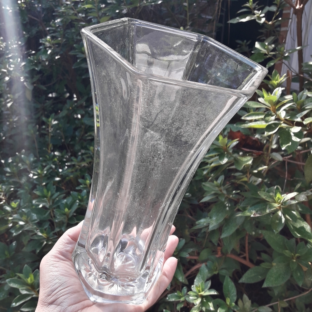 Hoosier Glass Vase Hexagon Octagon Vintage